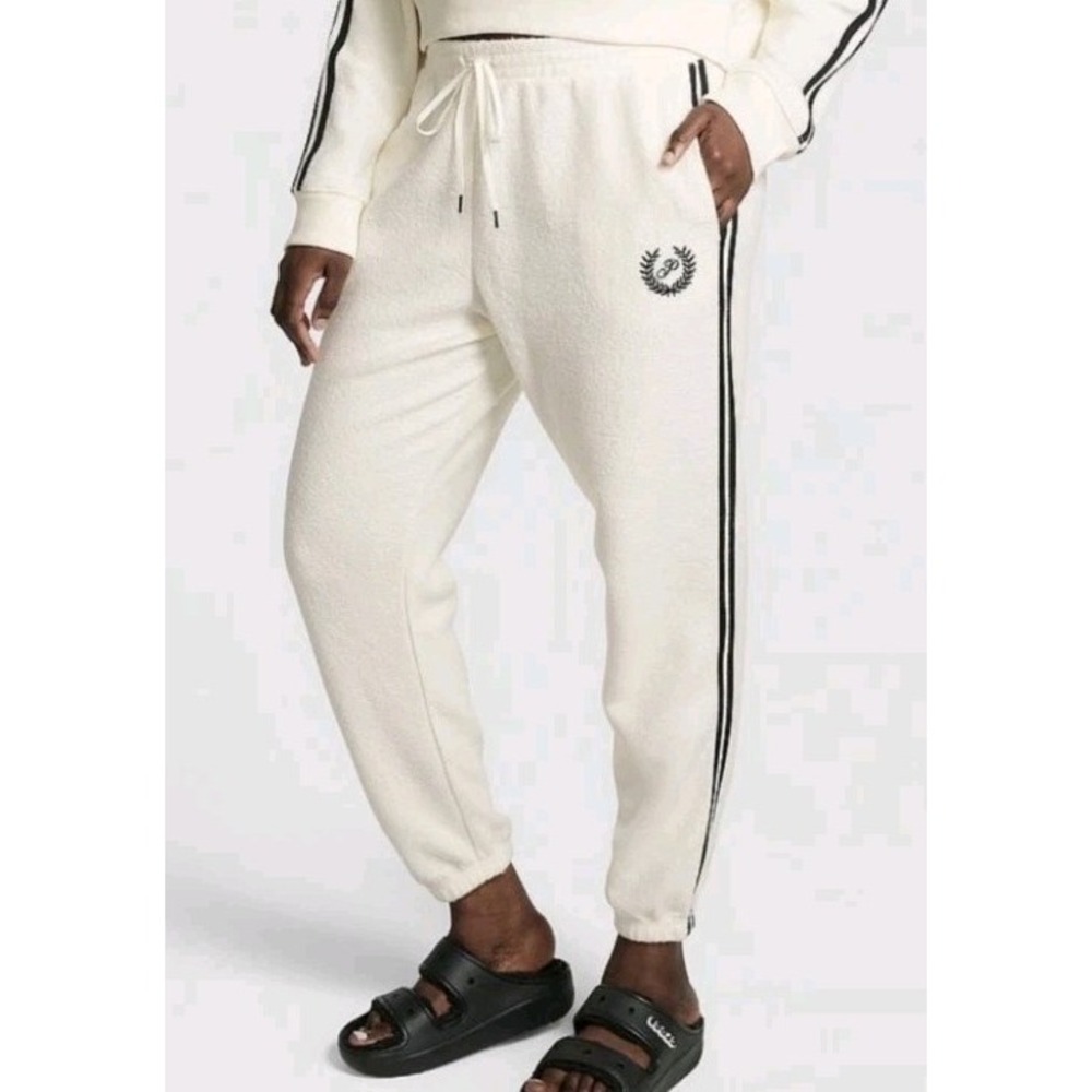 PINK Victoria's Secret Jogger Sweatpant Women's Sz XL Ivory Pants Gym Lounge New